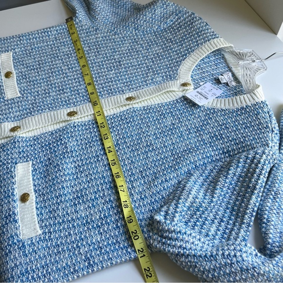 NEW J Crew Factory Popcorn Stitch Lady Jacket Blue Preppy Old Money Classic L - Picture 8 of 8